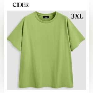 Cider - Women's, Cotton Oversized Tee, Curve & Plus - Green. Size: 3XL. NIB